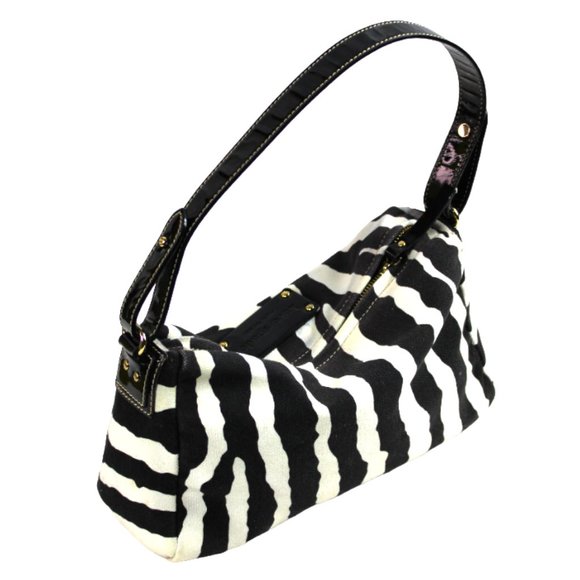 Kate Spade Fisher Island Black & White Zebra Print Canvas Shoulder Satch… - Picture 5 of 9